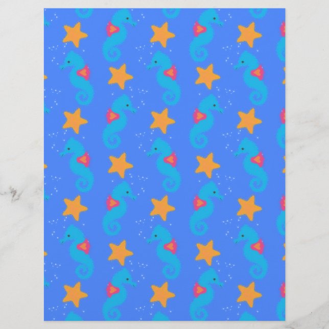 Blaue Seepferde und Starfish Muster (Vorderseite)