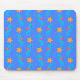 Blaue Seepferde und Starfish Muster Mousepad