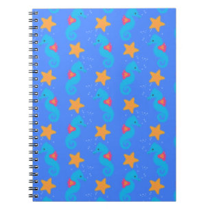 Blaue Seepferde und Starfish Muster Notizblock