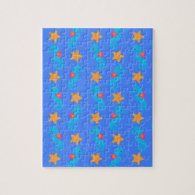 Blaue Seepferde und Starfish Muster Puzzle (Vertikal)