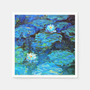Blaue Seerosen, Kunstmalerei Serviette