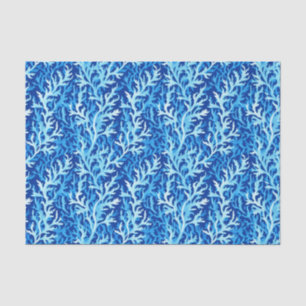 Blaue Seetang Küstenlinie Textile Muster Seidenpapier