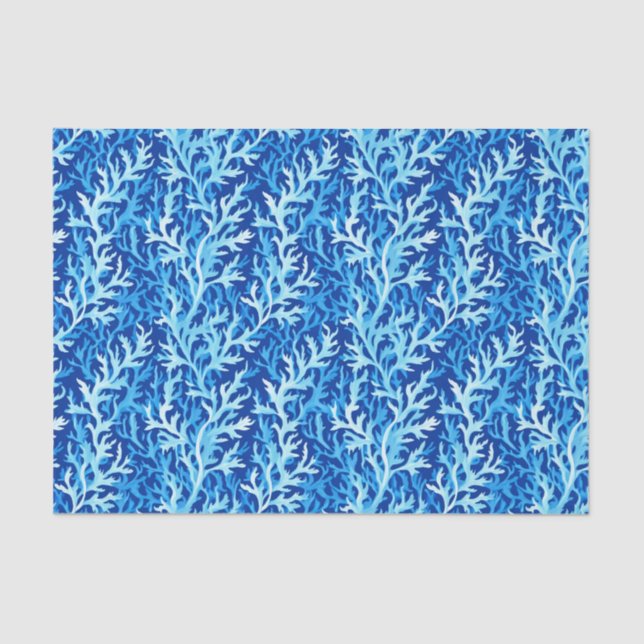 Blaue Seetang Küstenlinie Textile Muster Seidenpapier (Vorderseite)