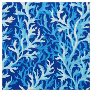 Blaue Seetang Küstenlinie Textile Muster Stoff