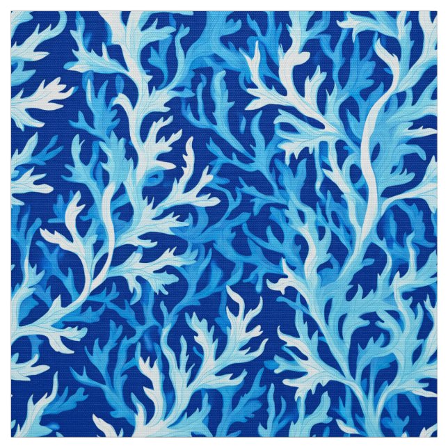 Blaue Seetang Küstenlinie Textile Muster Stoff (Muster)