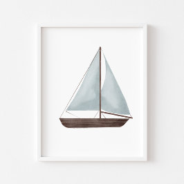 Blaue Segelbootplakette Poster