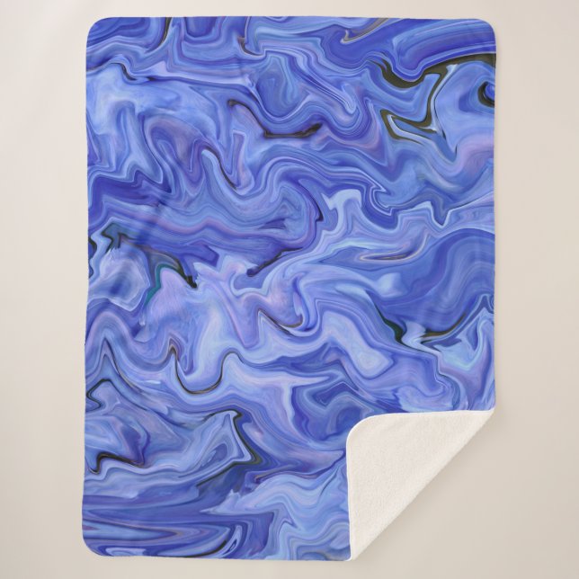 Blaue Seide abstrakt Sherpadecke (Vorderseite)