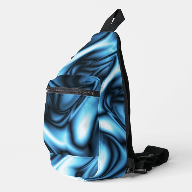 Blaue Seide Crossbody Bag (Rechte Ecke)