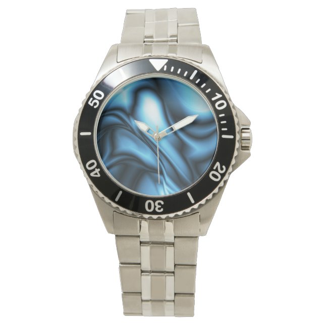 Blaue Seidenwelle Armbanduhr (Vorderseite)