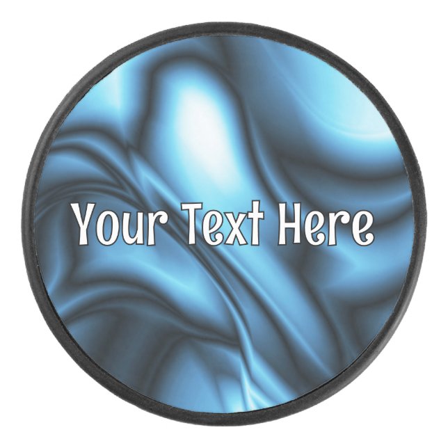 Blaue Seidenwelle Eishockey Puck (Vorderseite)