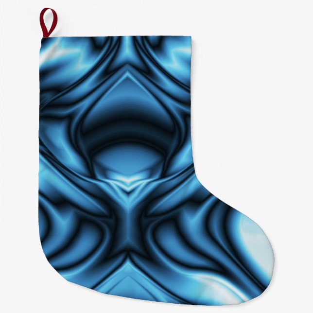 Blaue Seidenwelle Großer Weihnachtsstrumpf (Vorderseite)