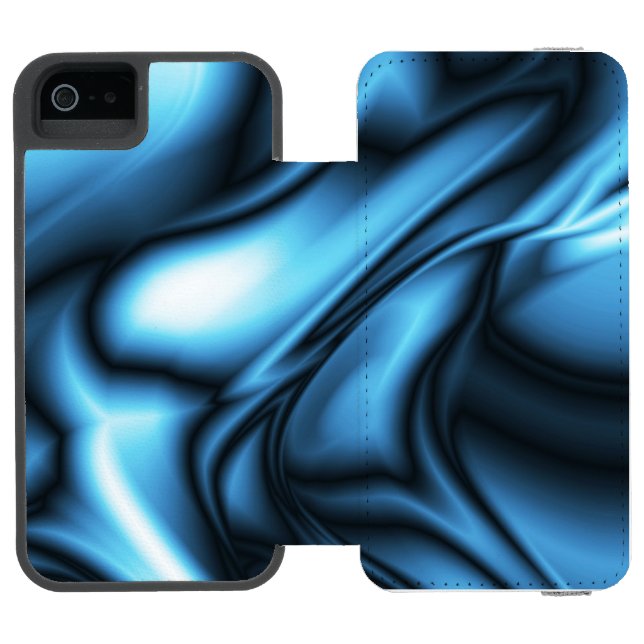 Blaue Seidenwelle Incipio iPhone Geldbeutel-Hülle (Folio Geöffnet)