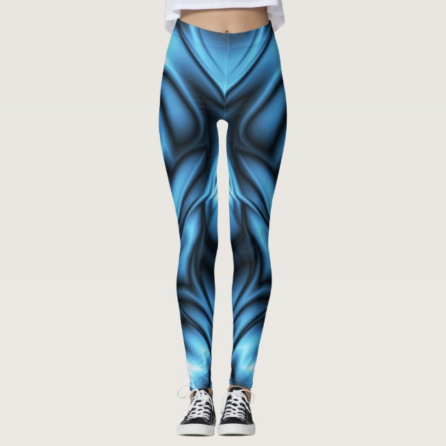 Blaue Seidenwelle Leggings (Vorderseite)