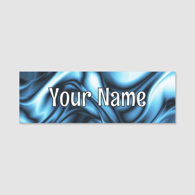 Blaue Seidenwelle Namensschild (Vorderseite)