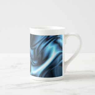 Blaue Seidenwelle Prozellantasse