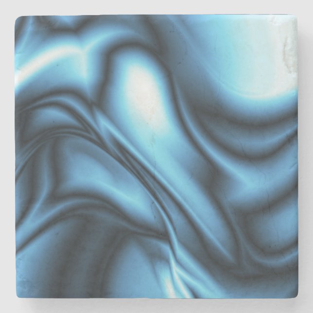 Blaue Seidenwelle Steinuntersetzer (Vorderseite)
