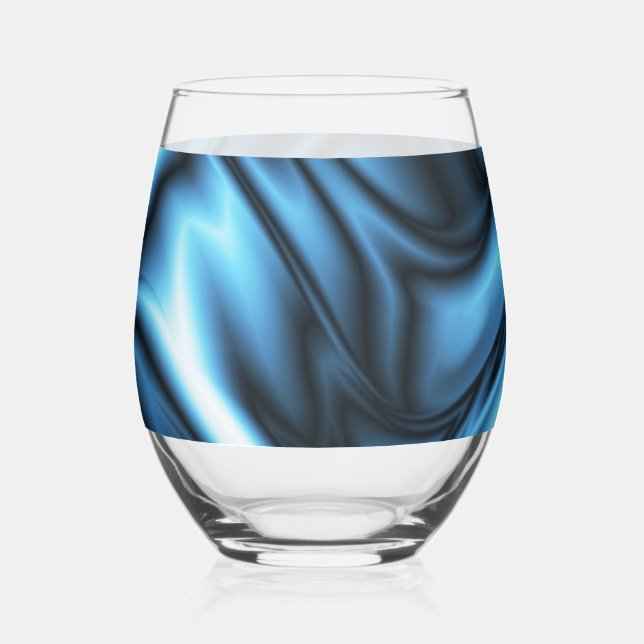 Blaue Seidenwelle Weinglas Ohne Stiel (Vorderseite)