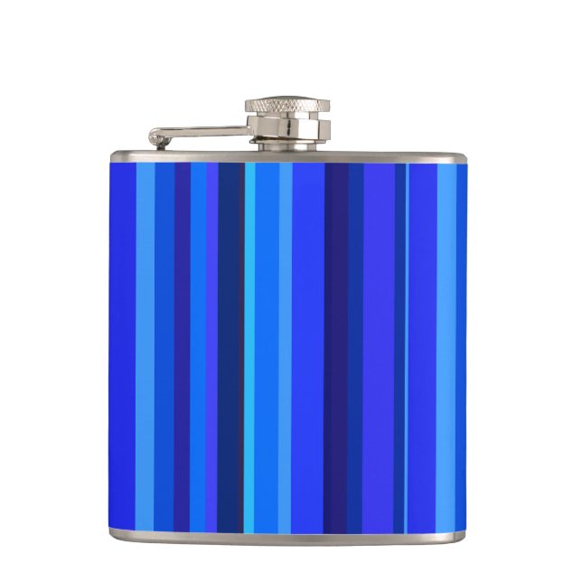 Blaue senkrechte Streifen Flachmann (Vorderseite)