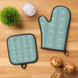 Blaue Sense und Hasen Ofenhandschuh & Topflappen-Set