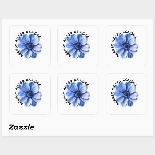 Blaue Serenity-Blumenkunst Quadratischer Aufkleber (Blatt)
