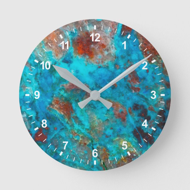 Blaue Shattuckit Runde Wanduhr (Vorderseite)