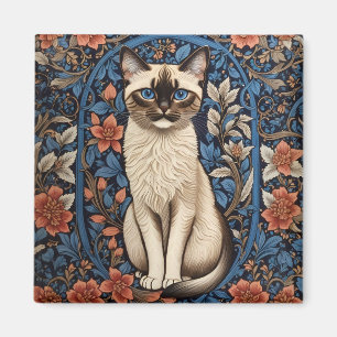 Blaue Siamkatze William Morris Inspiriert Magnet