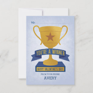 Blaue Siegerin Trophäe Klasse Valentine Card Einladung
