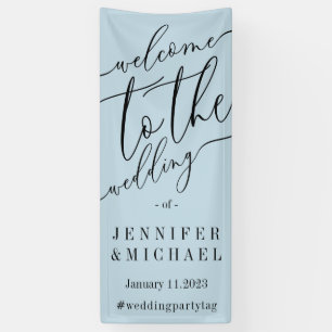 Blaue Signatur Große Willkommen zur Hochzeit Banner