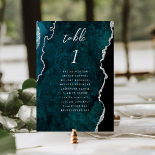 Blaue Silber-Achat-Hochzeit Tischnummer