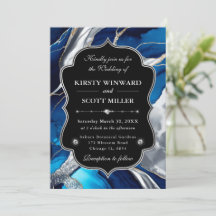 Blaue Silber-Achat-Marmor-Glitter-Hochzeit
