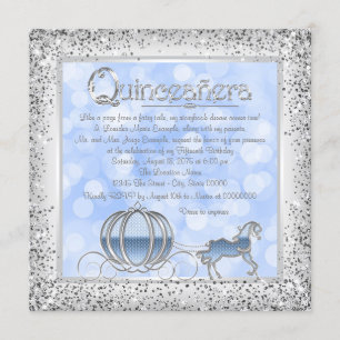 Blaue Silber-Aschenputtel-Prinzessin Quinceanera Einladung