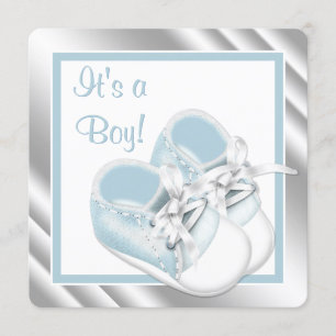 Blaue Silber Baby Boy Dusche Einladung