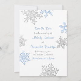 Blaue Silber-Schneeflocke Winterhochzeit Save the Save The Date