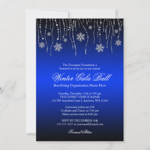 Blaue Silber-Schneeflocken-Gala-Ball-Einladungen Einladung