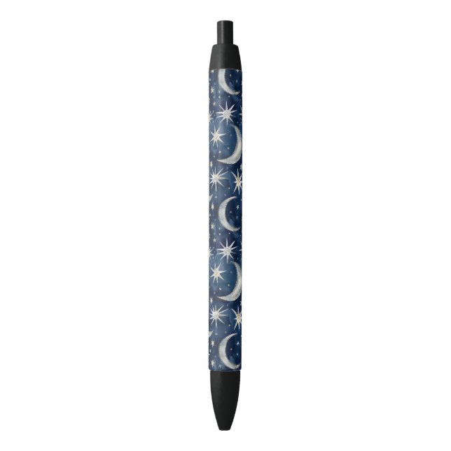 Blaue Silber Sterne Monde Kugelschreiber (Vorderseite Vertikal)