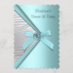 Blaue Silber Zebra Sweet 16 Party Einladung