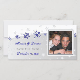 Blaue, silbergraue Schneeflocke Hochzeit Sichern S Save The Date