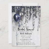Blaue silbermetallic Ballons Efeu Brautparty