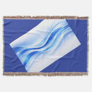 Blaue & Silberne Abstrakte Wellen-Decke – Moderne  Decke