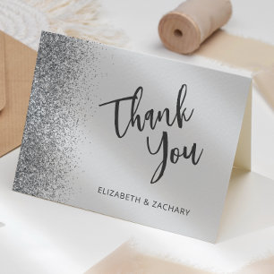 Blaue silberne Glitter-Hochzeit-Dankeskarten Karte