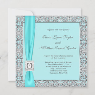 Blaue Silberne Hochzeit Einladung