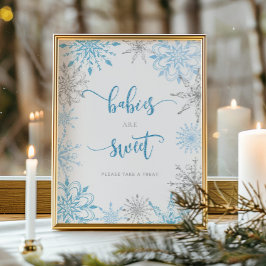 Blaue Silberschneeflocken Babys sind süßes Poster