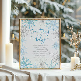 Blaue Silberschneeflocken Kein Baby Poster