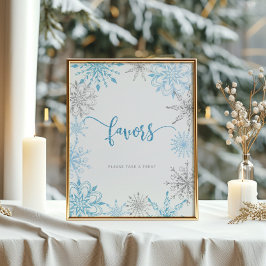 Blaue Silberschneeflocken Liebhaber nehmen eine Le Poster