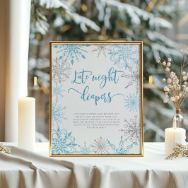 Blaue Silberschneeflocken Spätabenteuer Poster