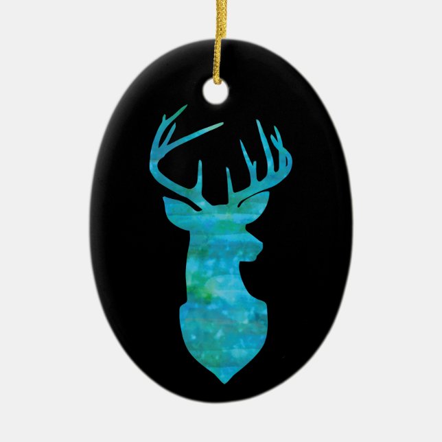 Blaue Silhouette Keramik Ornament (Vorne)