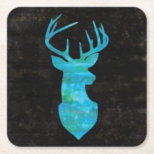 Blaue Silhouette Rechteckiger Pappuntersetzer