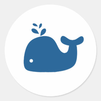 Blaue Silhouette Whale Runder Aufkleber