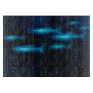 Blaue Silhouetten Schneidebrett