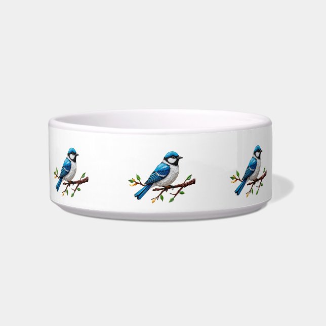 Blaue Singvogel-Illustration auf einem Ast Napf (Vorderseite)